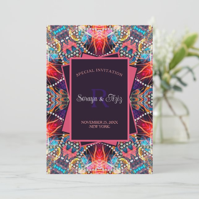Colourful Psychedelic Goa Special Event Party Invitation (Standing Front)