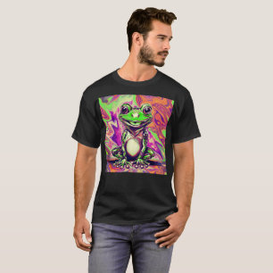 Colourful Psychedelic Graffiti Frog Green Purple T-Shirt