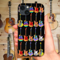 Colourful Psychedelic Guitar Pattern on Black