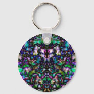 Colourful psychedelic kaleidoscope pattern keychain