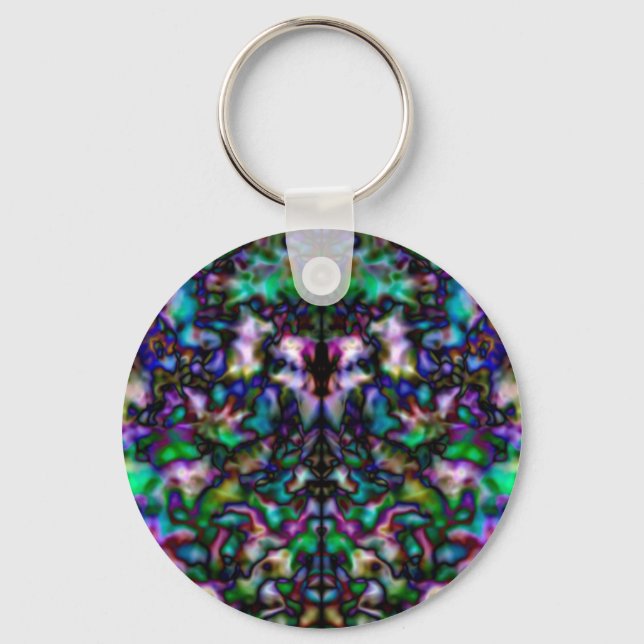 Colourful psychedelic kaleidoscope pattern keychain (Front)