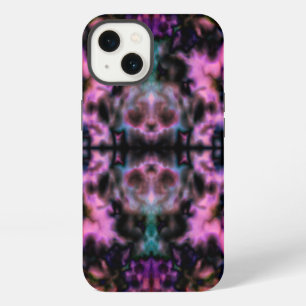 Colourful psychedelic kaleidoscope skulls pattern iPhone 13 case