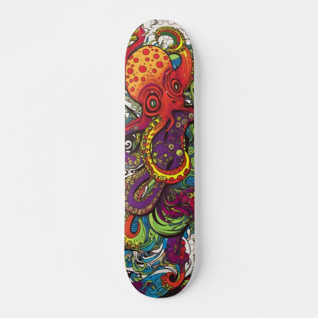 Colourful psychedelic Octopus Skateboard (Front)