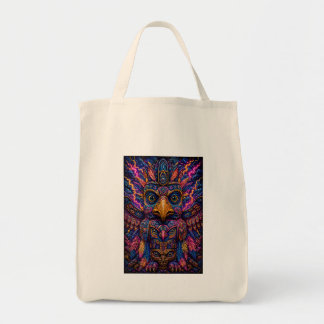 Colourful Psychedelic Owl Totem Art Men's T-Shirt Tote Bag