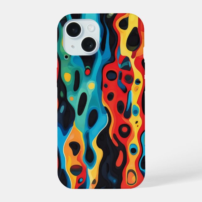Colourful Psychedelic Pattern iPhone 15 Case (Back)