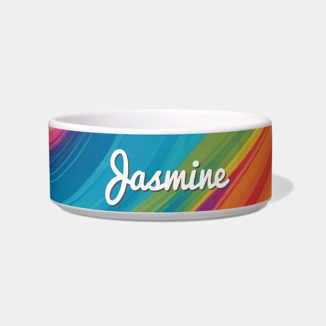 Colourful Psychedelic Retro Groovy Personalized Do Bowl (Front)