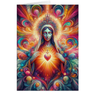 Colourful Psychedelic Sacred Heart of Mary