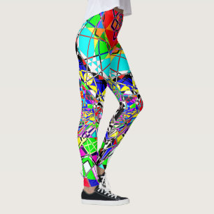 Colourful Psychedelic Shapes Abstract Leggings
