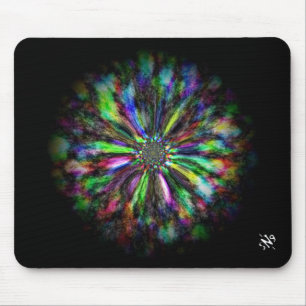 Colourful psychedelic sketch of a flower mouse pad