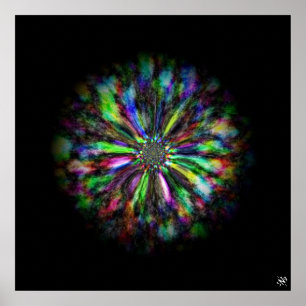 Colourful psychedelic sketch of a flower poster