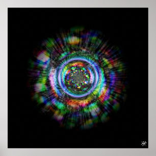 Colourful psychedelic sketch of an eye poster