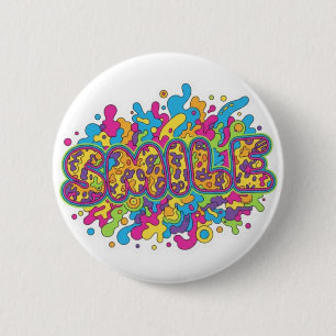 Colourful Psychedelic SMILE Typography Art 2 Inch Round Button
