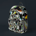 Colourful Psychedelic Spiral Fractal Printed Backpack<br><div class="desc">This backpack features an abstract,  colourful psychedelic spiral fractal art in black and white with yellow,  orange,  blue,  and green accents.</div>