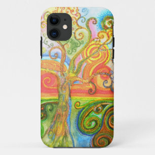 Colourful psychedelic swirly tree iPhone 5 case