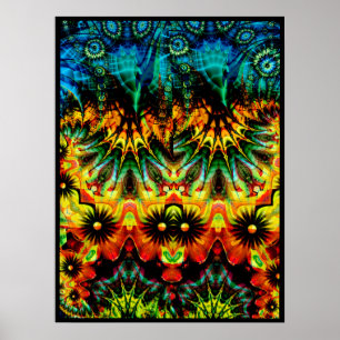 Colourful Psychedelic Symmetrical Abstract Poster
