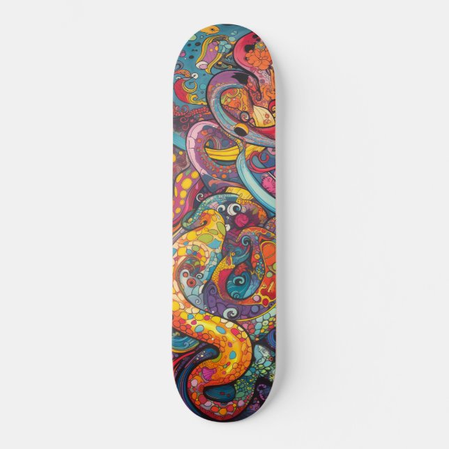 Colourful psychedelic tentacles skateboard (Front)