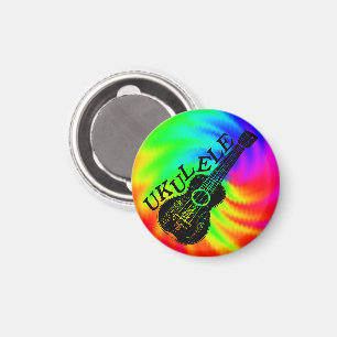 Colourful Psychedelic Ukulele Image Magnet