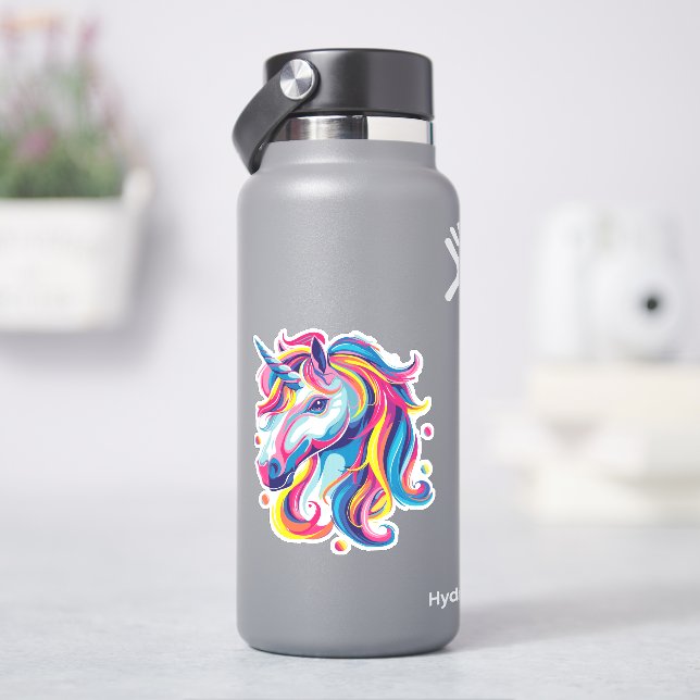 Colourful Psychedelic Unicorn Custom Name Vinyl St (HydroFlask)