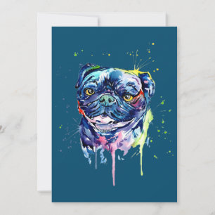 Colourful Pug Art Dog Lover Thank You Card
