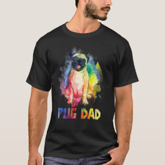 Colourful Pug Dad  Pug Dog  Happy Father's Day T-Shirt