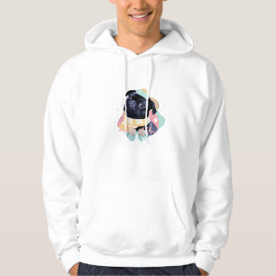 Colourful Pug Dog Cute Artistic Illustration Art Hoodie