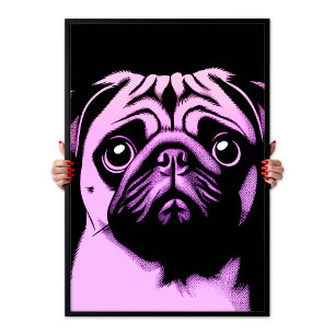 Colourful Pug Dog Pop Art Modern Chic Fun Aestheti Poster