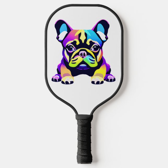 Colourful Pug Dog Puppy Pickleball Paddle (Front)