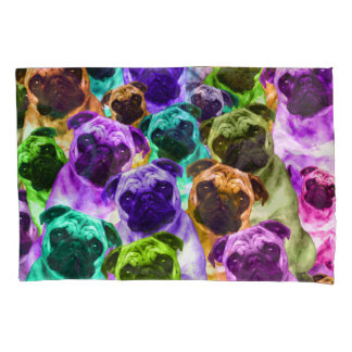 Colourful  Pug Pattern Pillowcase