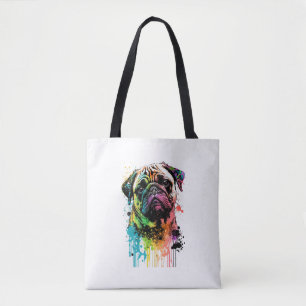 Colourful Pug Pop Art Dad Mom Dog Lover Tote Bag