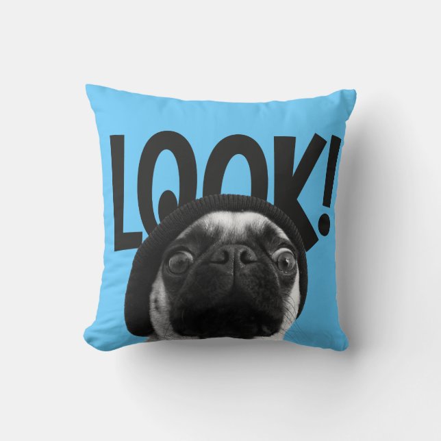 Colourful Pug Throw Pillow (Front)