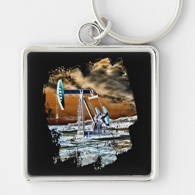 Colourful Pumping Unit Design Keychain (Front)