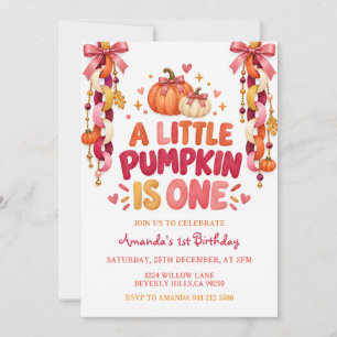 Colourful Pumpkin 1st Birthday Party Invitation