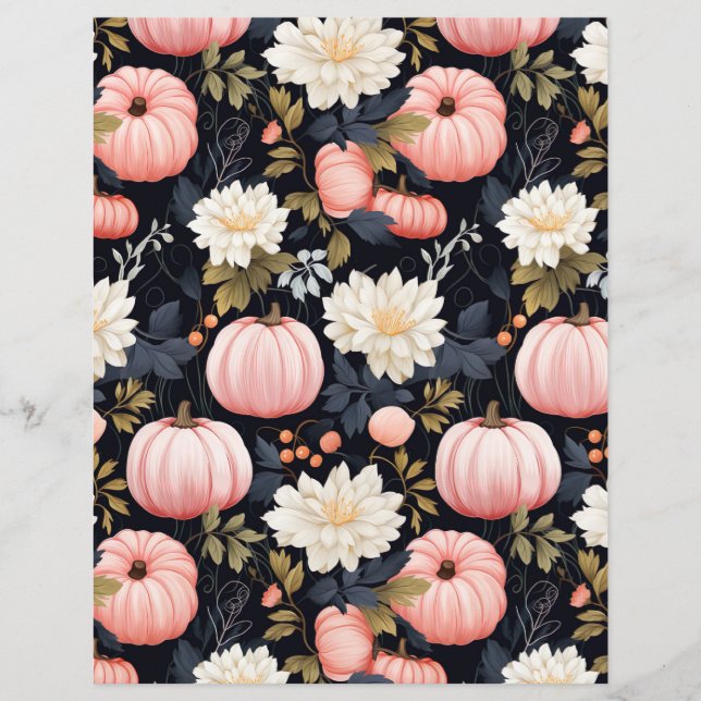 colourful pumpkin fall pattern scrapbook paper (Front)