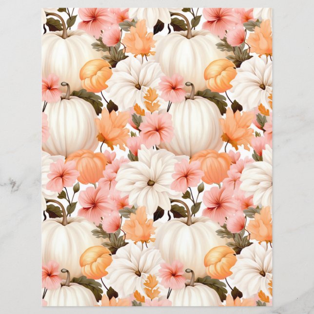 colourful pumpkin fall pattern scrapbook paper (Front)