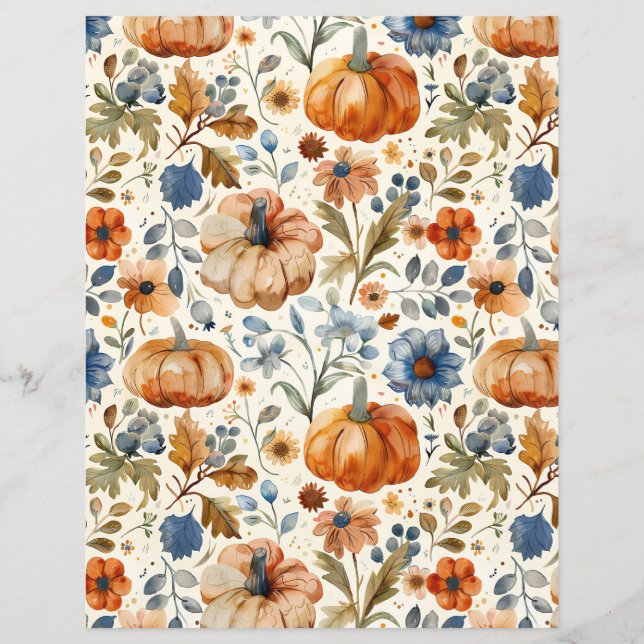 colourful pumpkin fall pattern scrapbook paper (Front)