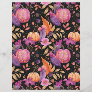 colourful pumpkin fall pattern scrapbook paper