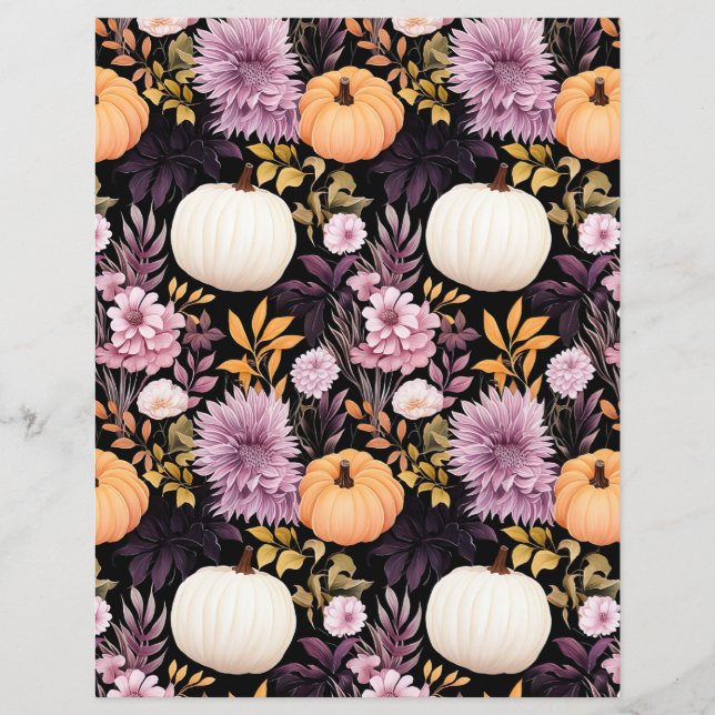colourful pumpkin fall pattern scrapbook paper (Front)