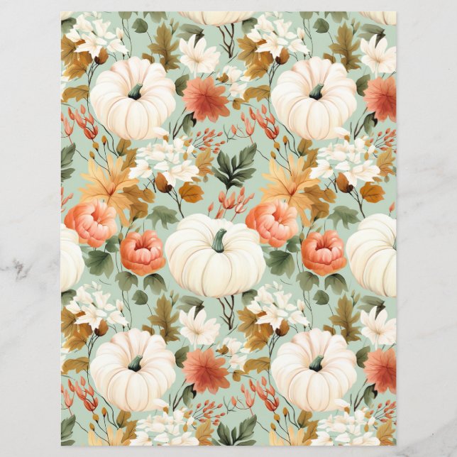 colourful pumpkin fall pattern scrapbook paper (Front)