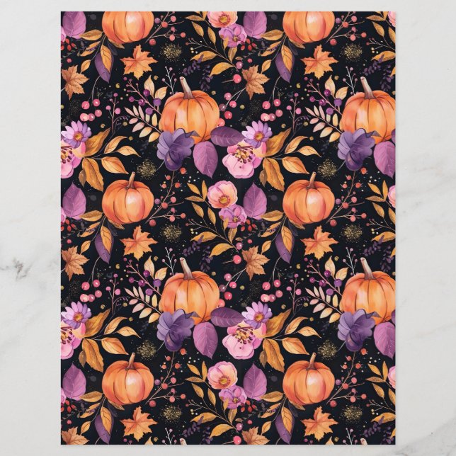 colourful pumpkin fall pattern scrapbook paper (Front)