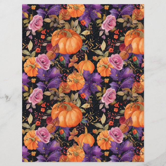 colourful pumpkin fall pattern scrapbook paper (Front)