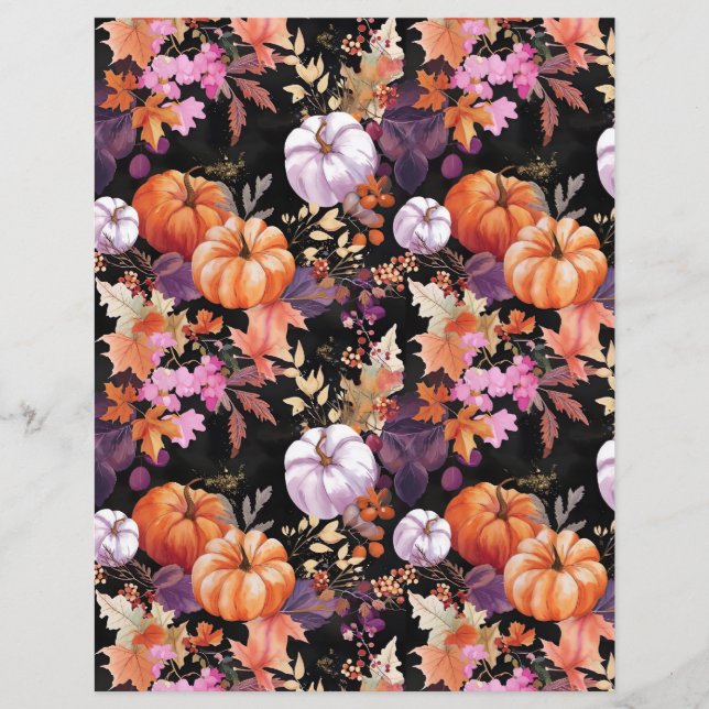 colourful pumpkin fall pattern scrapbook paper (Front)