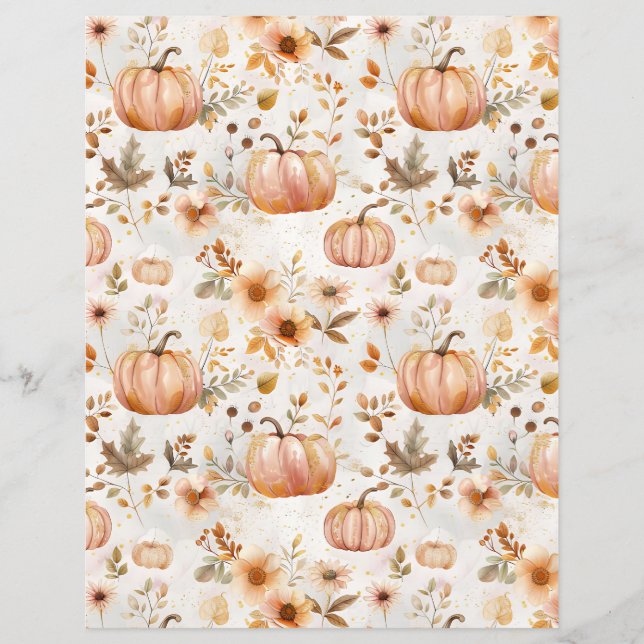 colourful pumpkin fall pattern scrapbook paper (Front)
