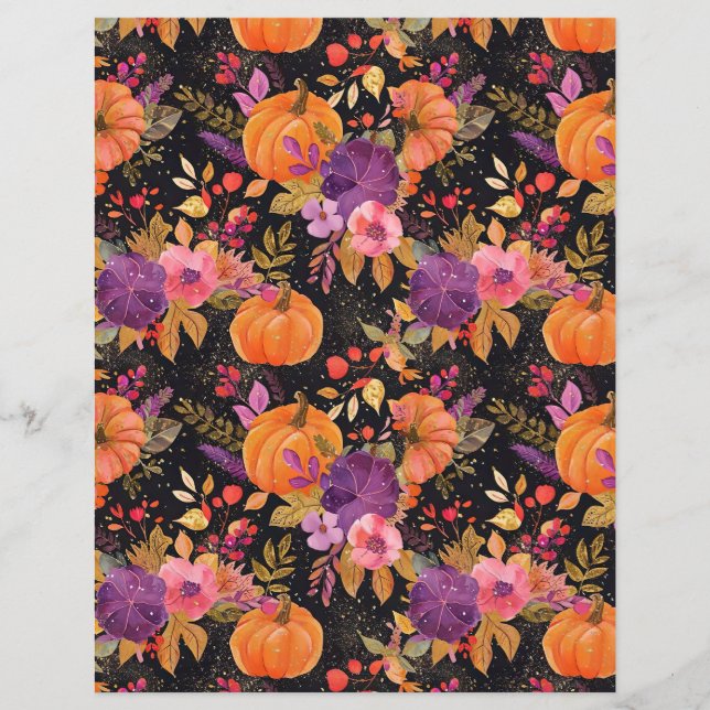 colourful pumpkin fall pattern scrapbook paper (Front)