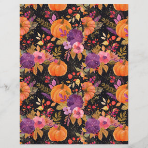 colourful pumpkin fall pattern scrapbook paper