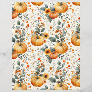 colourful pumpkin fall pattern scrapbook paper