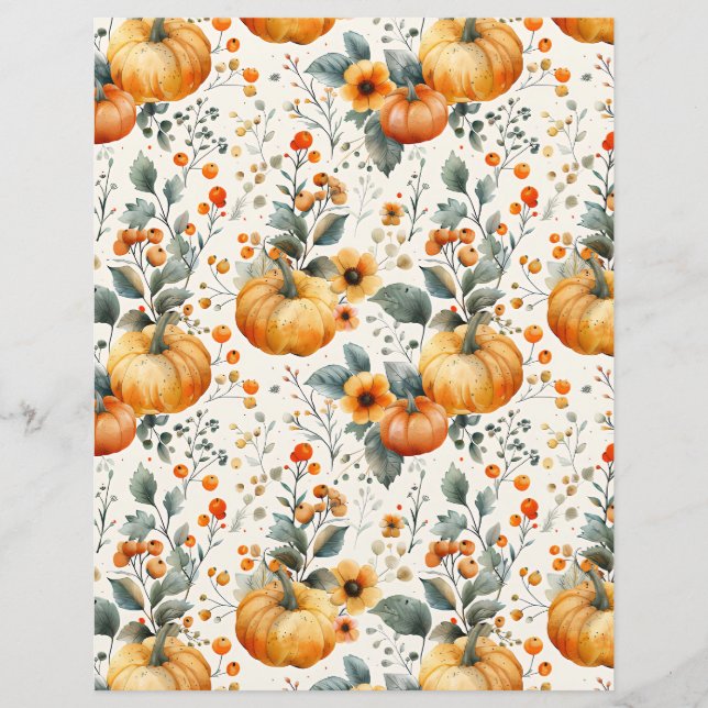 colourful pumpkin fall pattern scrapbook paper (Front)
