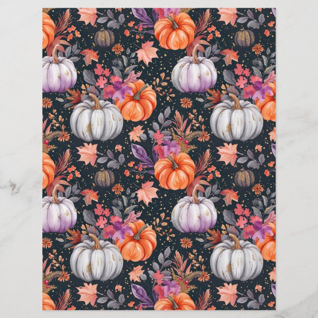 colourful pumpkin fall pattern scrapbook paper (Front)