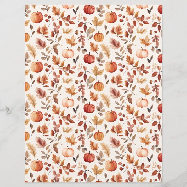 colourful pumpkin fall pattern scrapbook paper (Front)