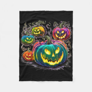 Colourful Pumpkin Ghosts Jack O Lantern Halloween  Fleece Blanket