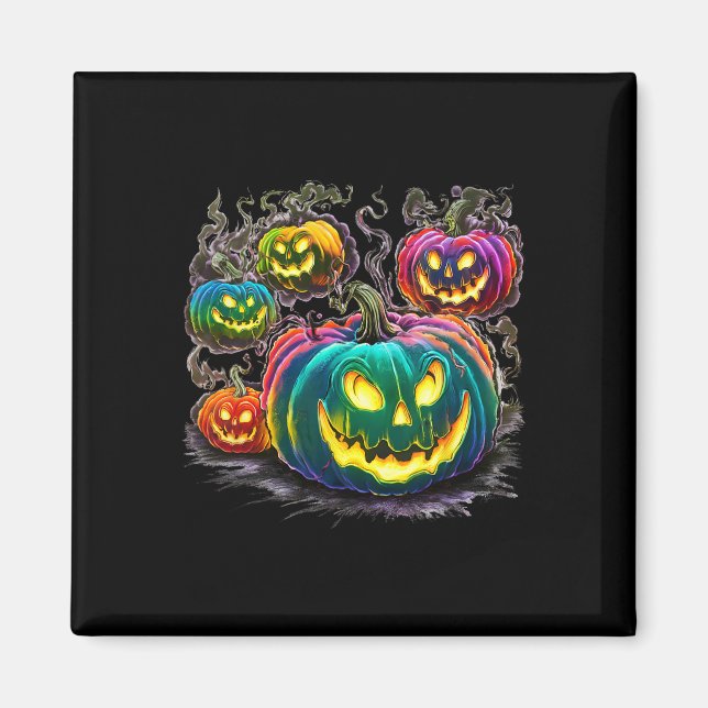 Colourful Pumpkin Ghosts Jack O Lantern Halloween  Magnet (Front)